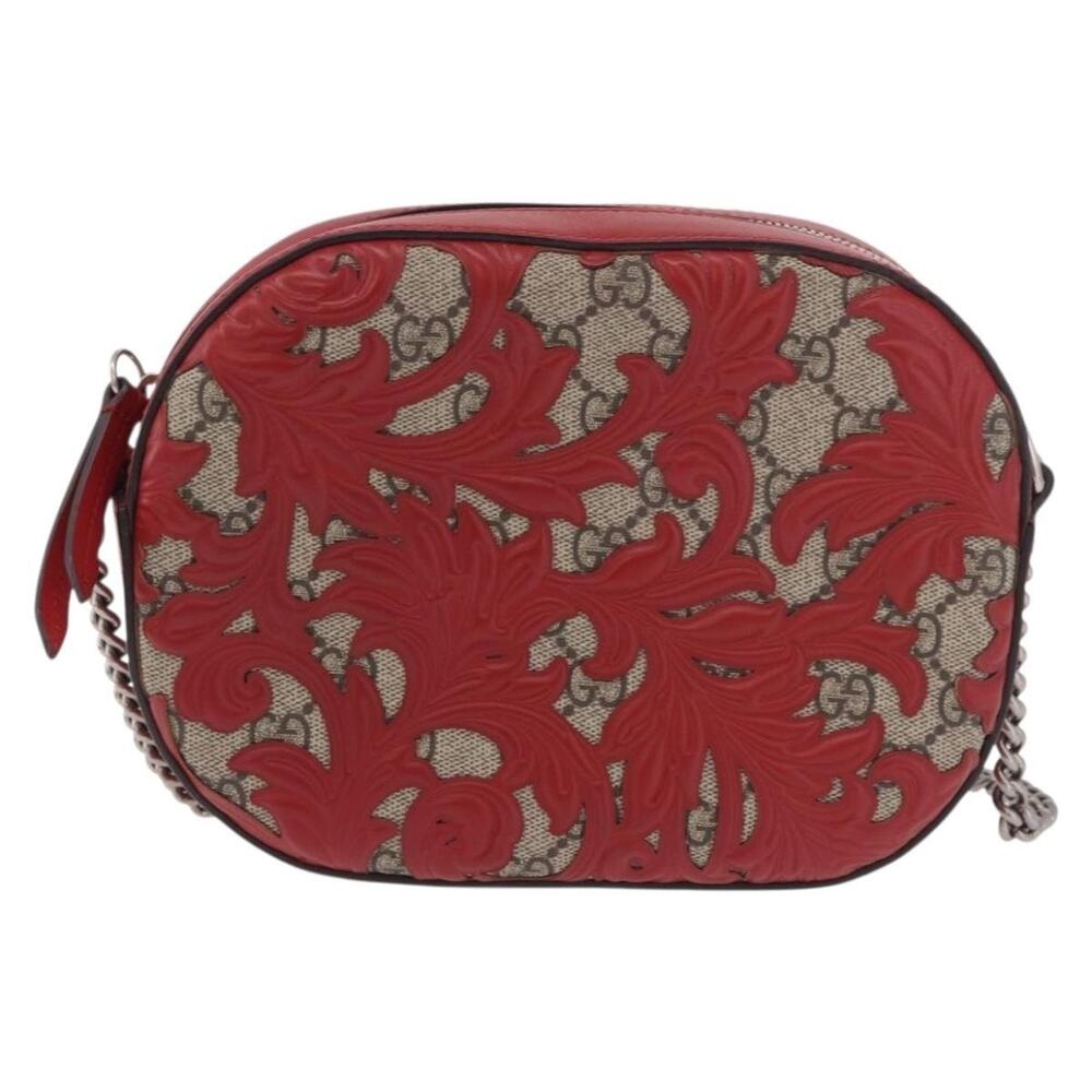 Gucci GG Supreme Chain Shoulder Bag Red